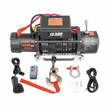 Robuuste elektrische lier van 13500 lbs, 12 V, met 92 ft synthetisch touw voor 4x4-slepen en aanhangwagens