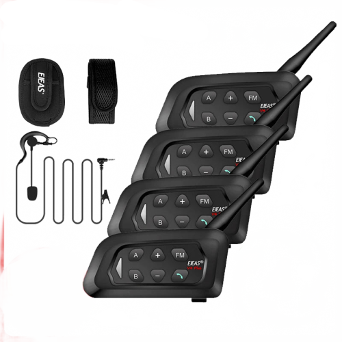EJEAS V4C Plus Referee Intercom Headset - 4 Pack, 1500m Range, Full Duplex Bluetooth for Football Coaches and Conferences