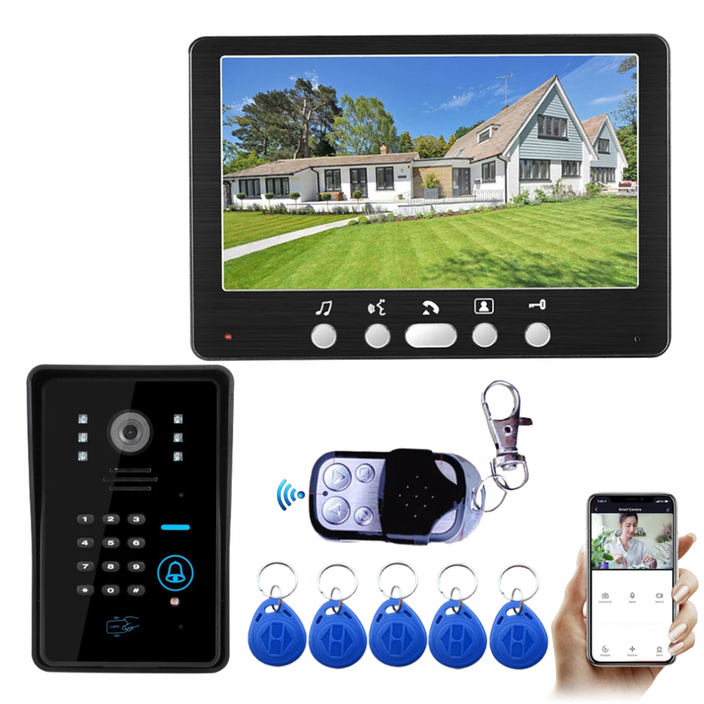 Sysd 7-Inch Wifi Video Intercom: 1080P Wired Doorbell Camera With Password & Rfid Unlock, Tuya Compatible 711181310467