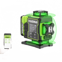 Huepar W04CG 4D Green Beam Laser Level with 16 Lines, Self-Leveling, Remote & Bluetooth Control