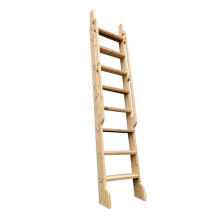 Premium Unfinished Wooden Rolling Library Step Ladder with Grab Handle, Adjustable Height 87-96, No Sliding Hardware Included