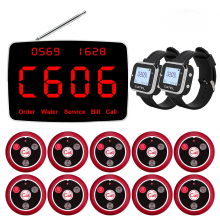 Wireless Restaurant Paging System with Voice Broadcast - Includes 2 Watch Receivers & 10 Call Buttons for Bars, Hotels, and Cafes