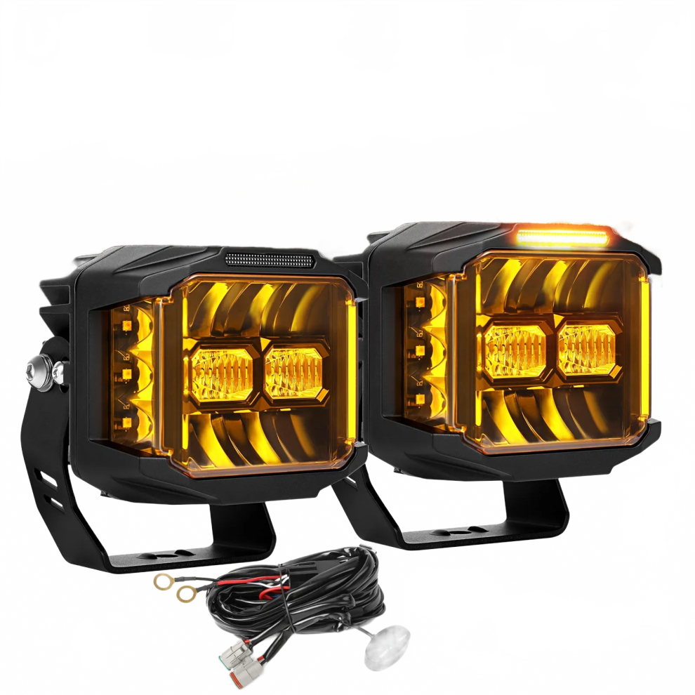 3.5'' Led Pods & Bar Kit With Wiring Harness - Spot & Flood Work S For Atv, Utv, Truck, Boat, Tractor Light 7445054961991