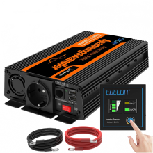 1000W zuivere sinusomvormer - Edecoa 12V DC naar 230V/240V AC-omvormer, EU/VK-stekker, off-grid auto-energieoplossing