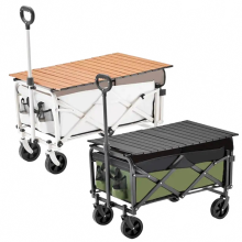 Foldable Multifunctional Camping Trolley: Portable Outdoor Picnic & Barbecue Table Cart