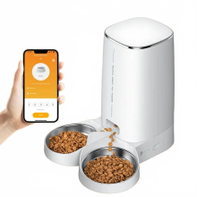 Rojeco Smart Automatic Cat Feeder with Remote Control & WiFi - Dual Kibble Dispenser for Cats