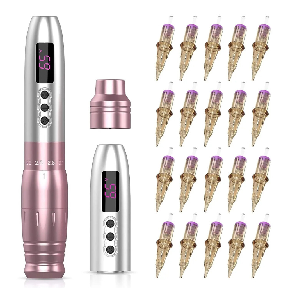 EZ Lola Air Pro Wireless Permanent Makeup Tattoo Pen Kit with 20 EZ Needle Cartridges for PMU & SMP