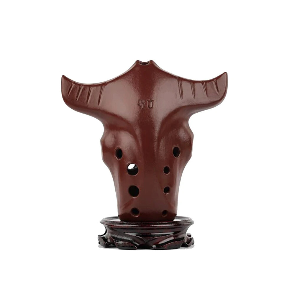 Handmade Professional Ceramic Bull Head Ocarina Flute - 10 Holes Xun For Beginners & Adults | Rare Musical Instrument Gift 7445042173184