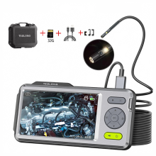Teslong 1080P Dual Lens Endoscope Camera with 5'' IPS Screen, 5mm Waterproof Borescope, 5m Cable, 7 LEDs, Built-in Microphone, 32GB Storage