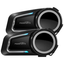 Fodsports FX7 Mesh Motorcycle Intercom Bluetooth Helmet Headset - Connect 10 Riders, 2000m Range, FM Radio, Dual Bluetooth 5.4, 2-Pack