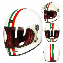 Beon B510 Retro Full Face Motorcycle Helmet - Lightweight Fiberglass Design for Men & Women Bikers, Karting & Car Racing