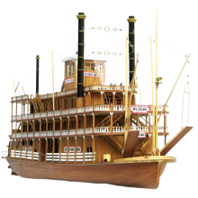 Classic Wooden Steamship Model Kit - USS Mississippi 1870, 1:100 Scale Wood Boat Building Set