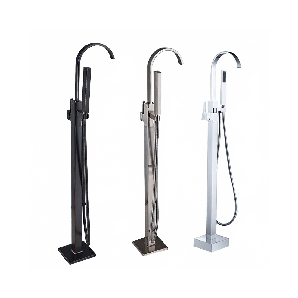 Black/Bronze Elegant Floor Mount Bathtub Faucet With Single Handle Mixer Tap