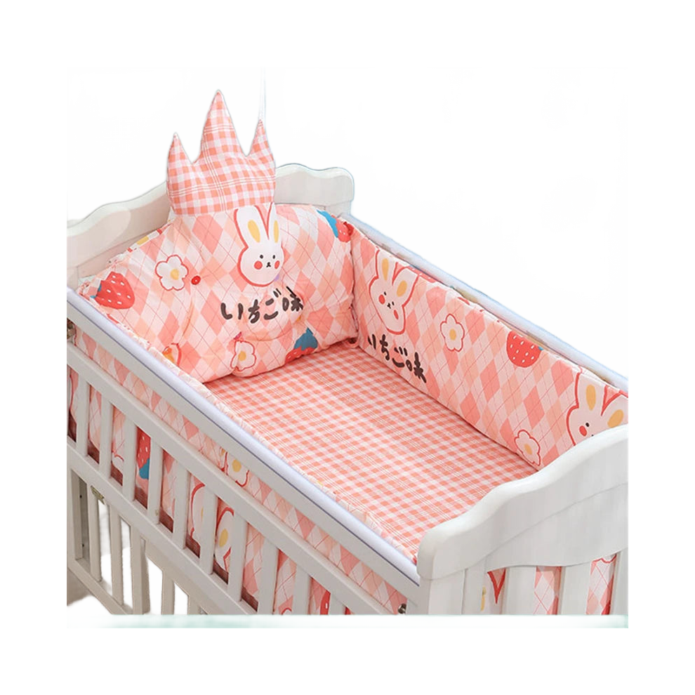 Printed Cotton Baby Bedding Set with Anti-Collision Bumper - Soft, Breathable & Thickened for Newborns