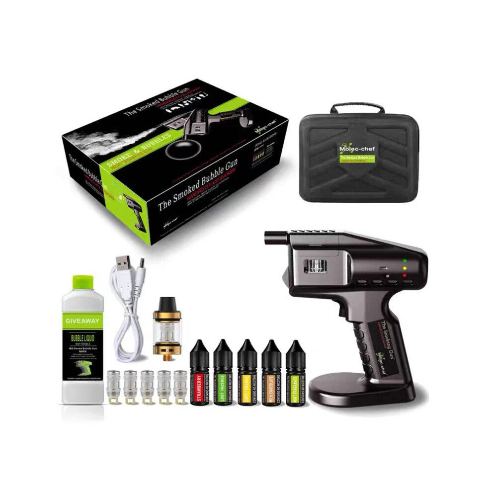 Premium Flavor Blaster Bubble Cocktail Gun Set With Aromatic Smoke Infuser & Essential Oil Flavors 726084863965