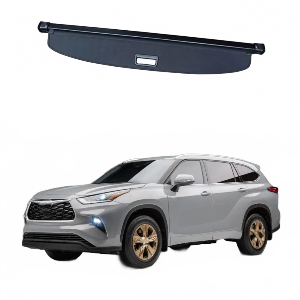Toyota Highlander 2022-2024 Canvas Retractable Cargo Cover For Rear Trunk Black 7445021136155