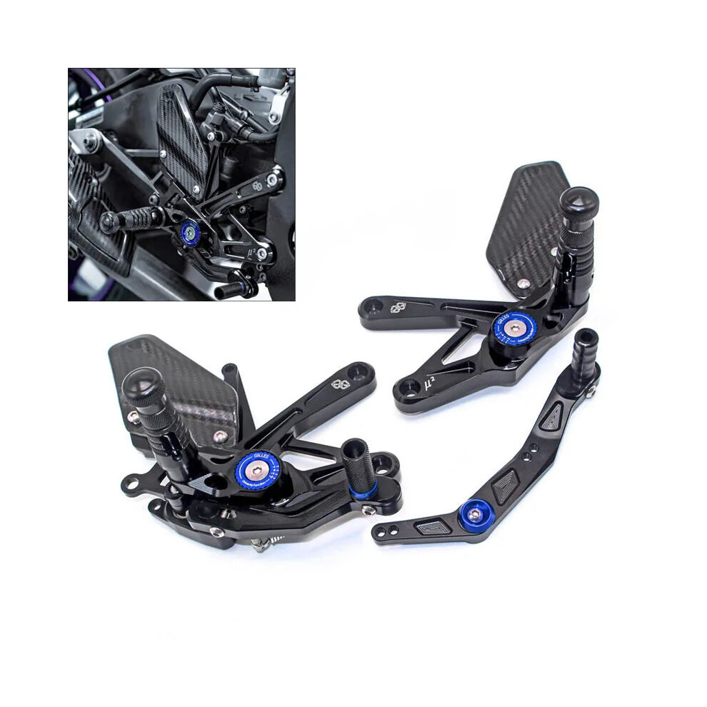 Yamaha R1/R1m Yzfr1m/Yzfr1 2015-2024 Cnc Carbon Fiber Racing Rearset Footpeg Footrest Assembly 711181479034