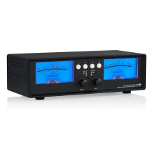 Dual VU Meter & 4-Port Audio Splitter/Switcher - Stereo Mic/Line Sound Level Indicator