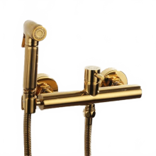 Luxurious Gold Brass Handheld Bidet Spray Set for Toilet & Bathroom - Complete Hot & Cold Water Jet Faucet System