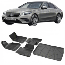 Custom Fit Waterproof Floor Mats for Benz W223 S-Class S500/S600/S450 - Full Set Car Carpet Trim