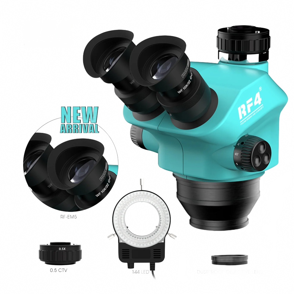 Rf4 Trinocular Microscope Head: 7-50X Simul-Focal Continuous Zoom Stereo Microscope With Wf10x/22Mm Eyepiece For Phone Pcb Soldering 711181640120