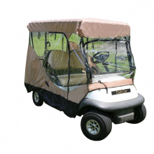 All-Weather 4-Seater Golf Cart Cover: Black & Brown Rainproof, Dustproof, UV-Resistant with Transparent PVC Panels