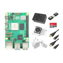 Raspberry Pi 5 Basic Development Kit: Pi5 Board with Case, Fan, Official Power Supply, HDMI Cable, Active Cooler, and 128GB TF Card