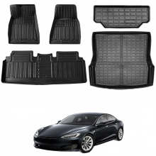 Tesla Model S 2016-2020 TPE All-Weather Waterdichte Antislip Vloermatten - Complete Set voor Voor-, Achter- en Bagageruimtebekleding