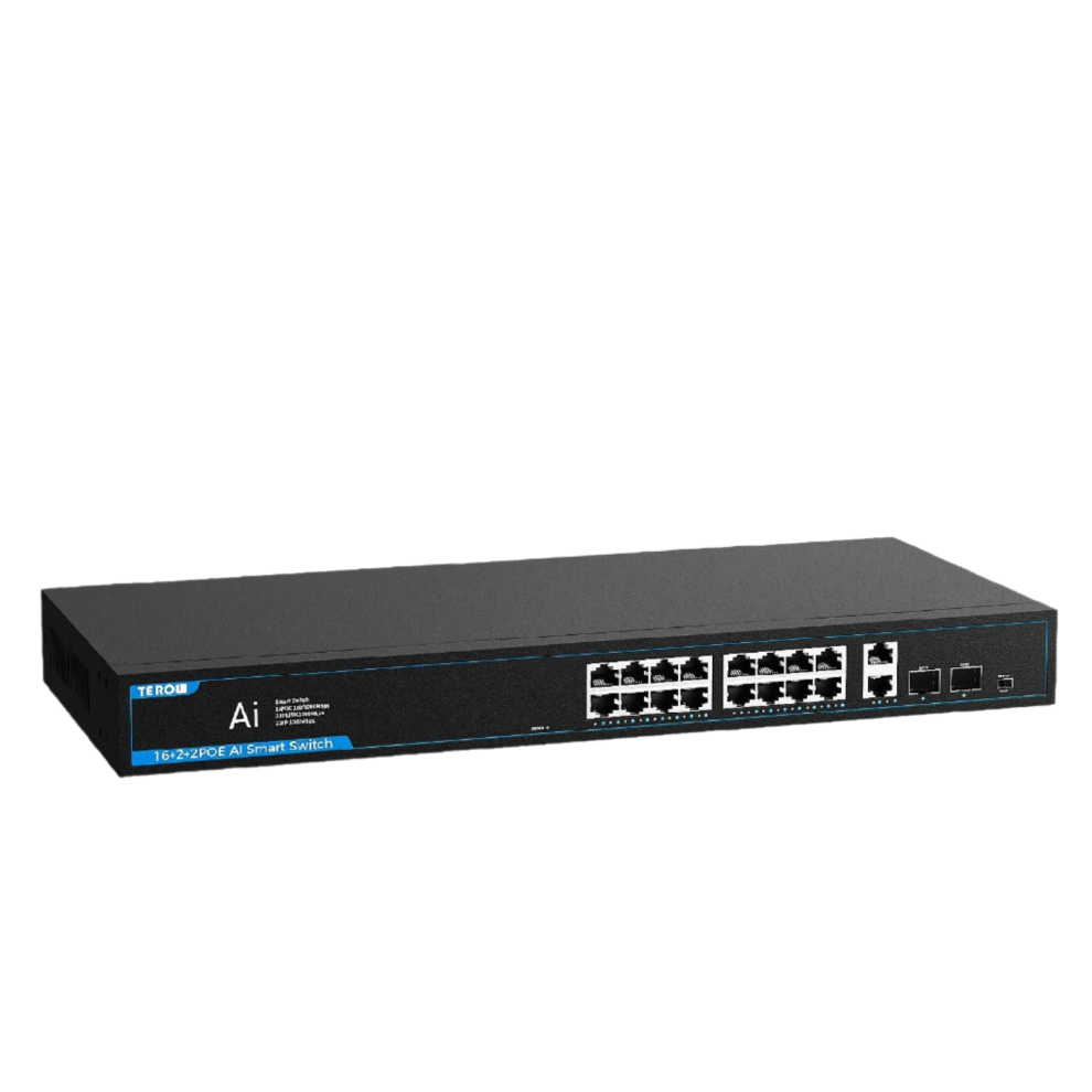 Terow 16-Port Gigabit Poe Switch - 1000Mbps Unmanaged Network Switch With Vlan Support For Wifi Routers 744759044396
