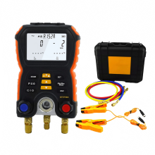 Professional Car A/C Refrigeration Tool Kit with Pressure Gauge Manifold & Leak Detection