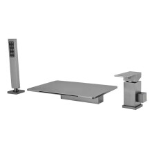 Luxurious Waterfall Bathtub Faucet Set with Handheld Shower - 3-Hole Tub Edge Hot & Cold Mixer