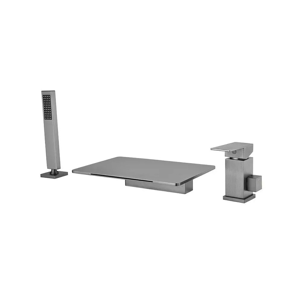 Luxurious Waterfall Bathtub Faucet Set With Handheld Shower - 3-Hole Tub Edge Hot & Cold Mixer 744110030747