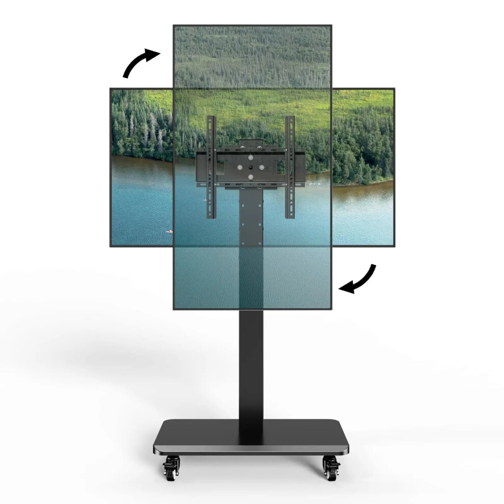 Rotating Mobile TV Cart Stand for 32-65 Inch Screens, Height Adjustable, Portable with Max VESA 400x400mm