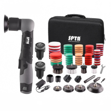 SPTA Cordless 12V Mini Car Polisher - Portable Handle Machine with 1, 2, 3 Inch Pads Kit for Auto Detailing, Waxing & Polishing