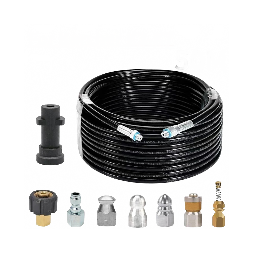 50m High-Pressure Sewer Drainage Cleaning Hose Kit with 1/4 NPT Button Rotating Nozzle for Karcher-image-OPC-PMGHMKP-NEW