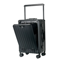 Colenara 20 Aluminum Frame Rolling Suitcase with Front Laptop Access & Cup Holder – Secure Password Lock Boarding Luggage