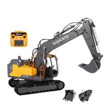 Double E 1:16 Alloy Engineering Excavator - 3-in-1 Remote Control Construction Toy with Replaceable Heads - Perfect Gift for Boys