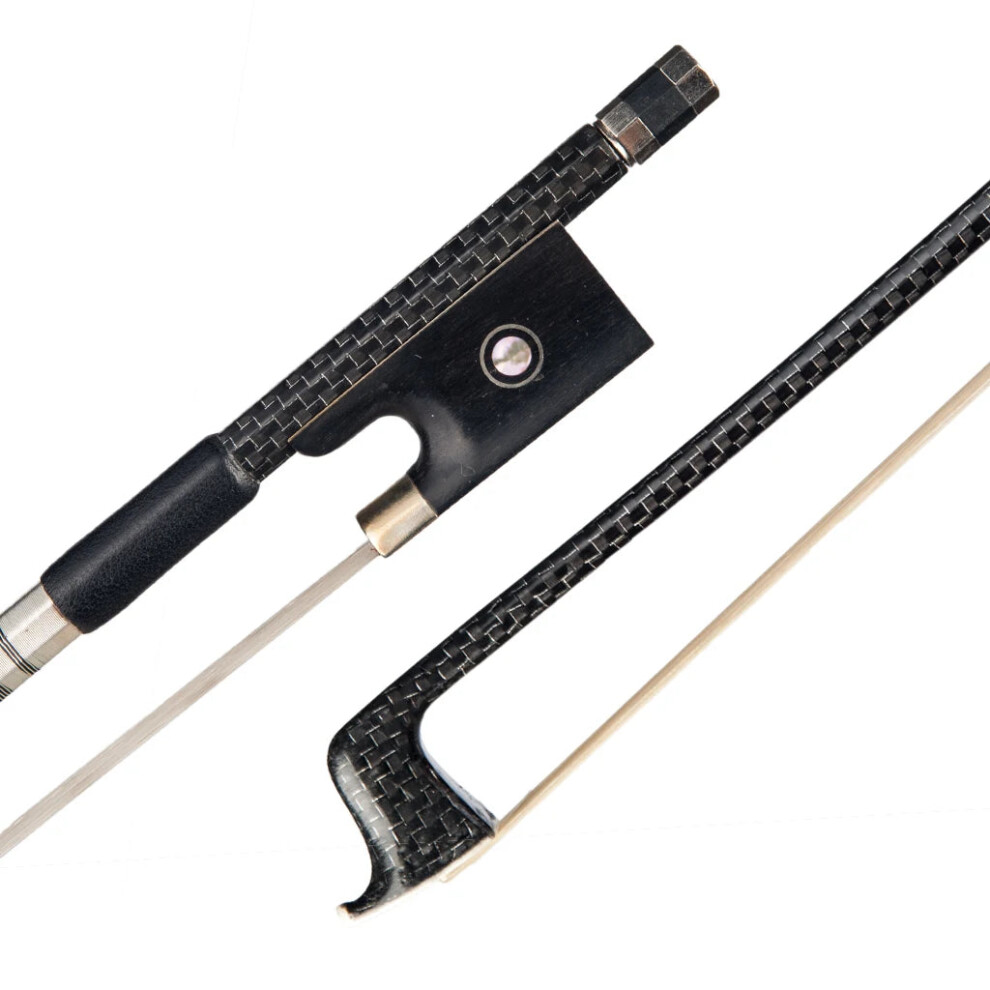 Naomi 5-Piece Full Size 4/4 Carbon Fiber Violin Bow Set With Braided Ebony Frog Silver 7445008291204