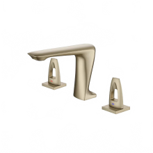 Elegant Brushed Gold Single Lever Widespread Bathroom Sink Faucet - Premium Brass Construction with Hot & Cold Water Control