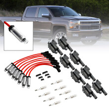 Premium 8x Ignition Coil & Spark Plug Wire Set UF414 for GMC Silverado 1500 & Tahoe 5.3L