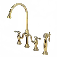 Elegant Gold & Black Kitchen Faucet - Classical Deck-Mounted, Three-Hole Design with Rotating Spout, High-Quality Hot & Cold Water Tap