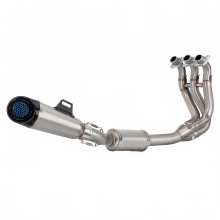 Triumph Trident Tiger 660 (2021-2024) Motorcycle Exhaust: Three-Layer Carbon Muffler with Front Link Pipe Full System