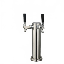 Dubbeltap Chromen Biertapzuil met Lekbak - Home Brew Tapzuil met 2 Standaard Kranen