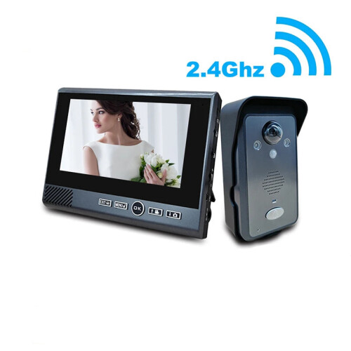 7-Inch Wireless Touchscreen Video Intercom System with Built-In Battery-Free Doorbell - Easy Installation
