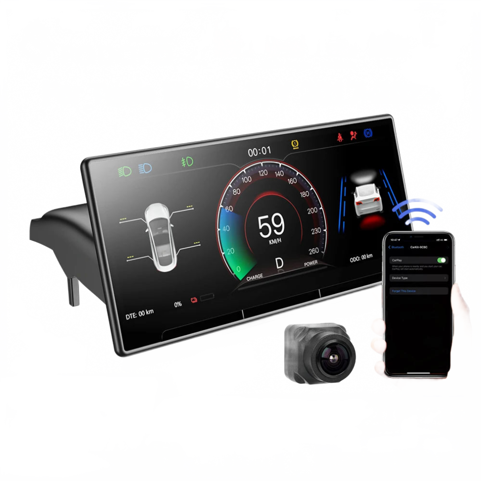 Tesla Model 3/Y 9-Inch Head-Up Display: Podofo Carplay & Android Auto Dashboard Screen Player 726084687431