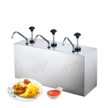 Stainless Steel 3.6L Sauce Pump Dispenser Station for Ketchup & Black Pepper