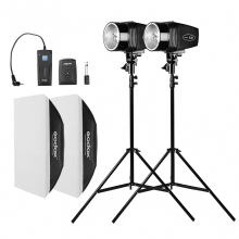 Professional Godox 360WS Studio Flash Kit: Dual K180A Strobes, RT-16 Trigger, Softboxes & Light Stands