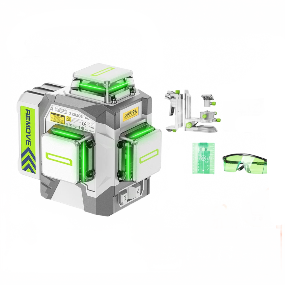 Huepar 3D Laser Level - 12-Line Self-Leveling Green Beam With 8000Mah Li-Ion Battery For Professional Precision 711181623192