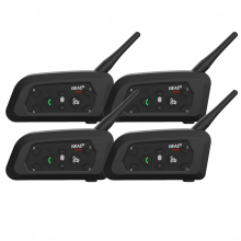 Ejeas V6 Pro Bluetooth Motorradhelm-Intercom4er-Pack, 6-Fahrer-Vollduplex-Kommunikator mit FM-Radio, wasserdicht für Schiedsrichter & Skifahren