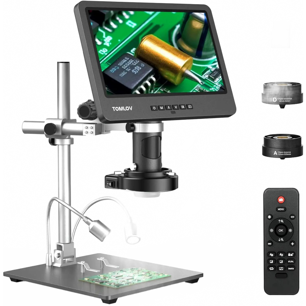 Tomlov Dm602 Pro 2000X Hdmi Digital Microscope With 3 Lenses & 10.1-Inch Ips Lcd For Pcb Soldering, Phone Repair, And Coin Viewing 313114181191